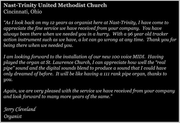 Nast-Trinity Church Testimonial